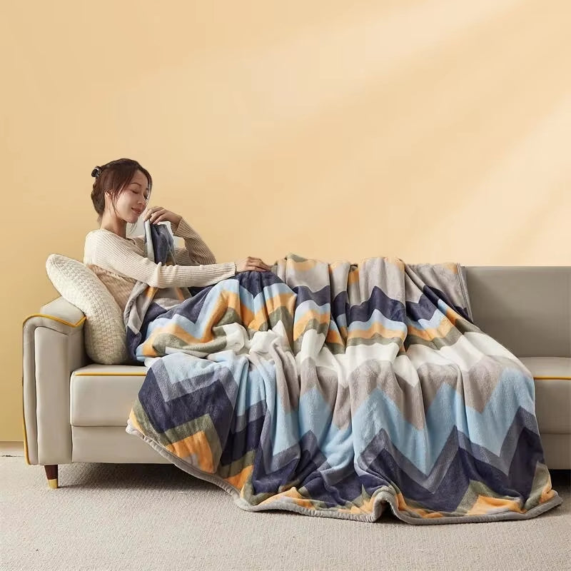 Extra Soft Flannel Blanket Thickened Nap Air Conditioning Blanket